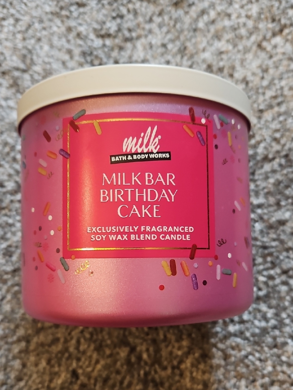 MILK×BATH AND BODY WORKS MILK BAR BIRTHDAY CAKE 3 WICK CANDLE DISCONTINUED